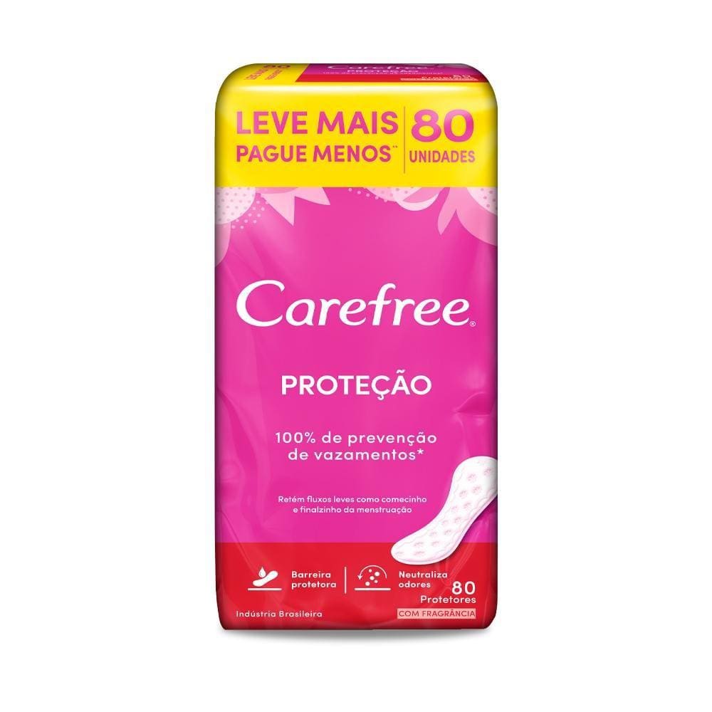 Protetor Diário Carefree Proteção com Perfume Leve 80 Pague 60 Unidades