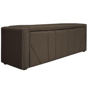 Calçadeira Baú King 195 Cm Para Cama Box Suede Marrom