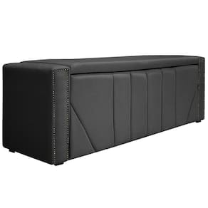 Calçadeira Baú Queen 160 Cm Para Cama Box Linho Cinza Escuro
