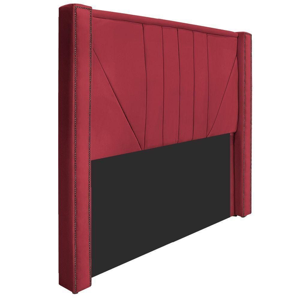 Cabeceira Solteiro 90 Cm Para Cama Box Suede Vermelho