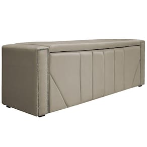Calçadeira Baú Solteiro 90 Cm Para Cama Box Suede Bege