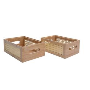 Kit 2 caixas organizadoras de bambu e palhinha - Oikos