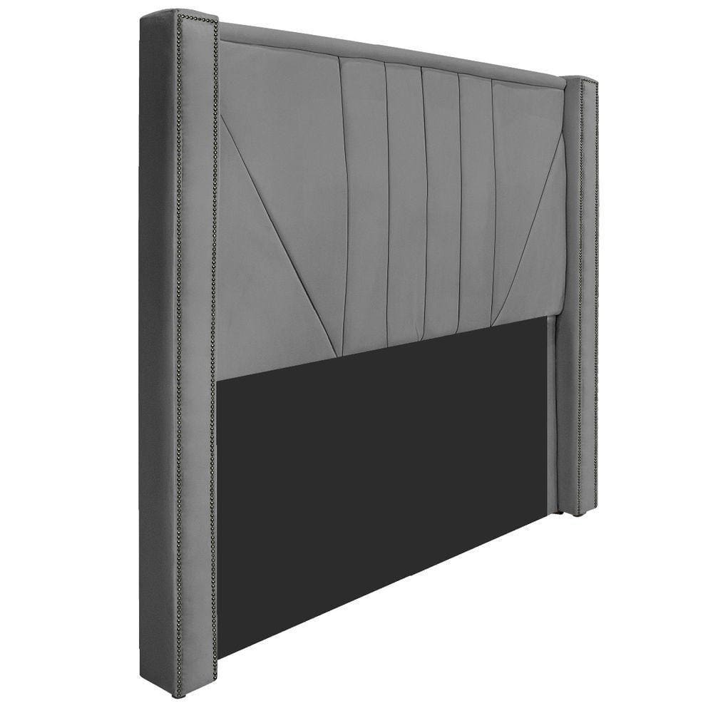 Cabeceira King 195 Cm Para Cama Box Suede Cinza