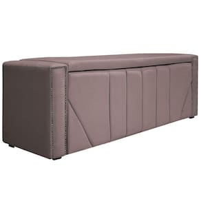 Calçadeira Baú Queen 160 Cm Para Cama Box Linho Rosê