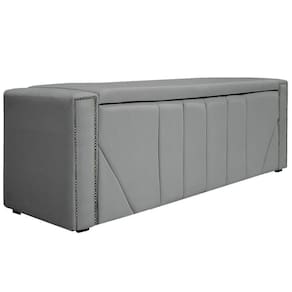 Calçadeira Baú Casal 140 Cm Para Cama Box Corano Cinza
