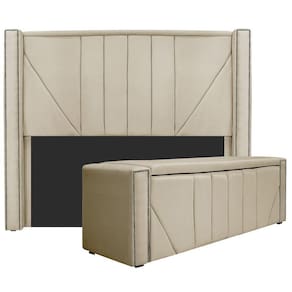 Cabeceira E Baú King 195Cm p/Cama Box - Adj Decor Bege