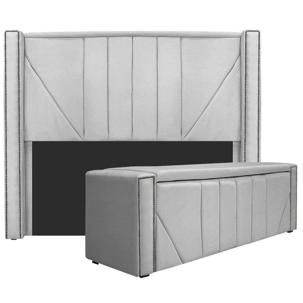 Cabeceira E Baú King 195Cm p/Cama Box - Adj Decor Branco