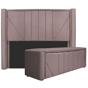 Cabeceira E Baú King 195Cm p/Cama Box - Adj Decor Rosê