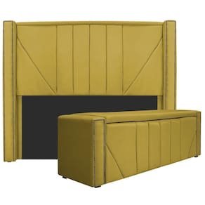 Cabeceira E Baú Queen 160Cm p/Cama Box - Adj Decor Amarelo