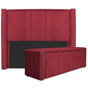 Cabeceira E Baú Queen 160Cm p/Cama Box - Adj Decor Vermelho