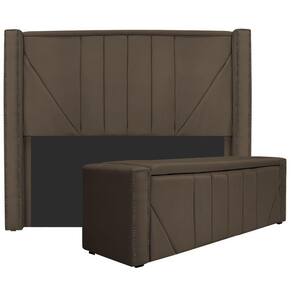 Cabeceira E Baú King 195Cm p/Cama Box - Adj Decor Marrom