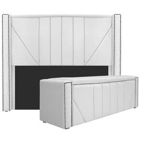 Cabeceira E Baú Solteiro 90Cm p/Cama Box - Adj Decor Branco
