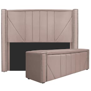 Cabeceira E Baú Casal 140Cm p/Cama Box - Adj Decor Rosê