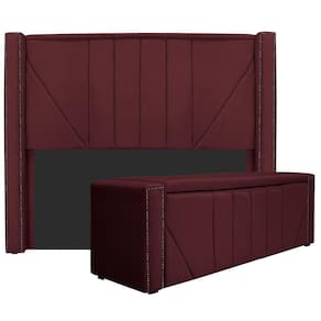 Cabeceira E Baú Casal 140Cm p/Cama Box - Adj Decor Bordô