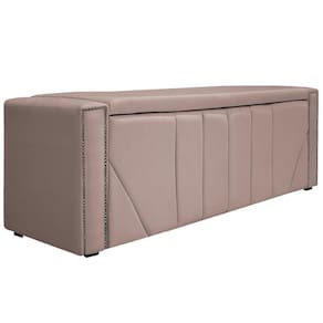 Calçadeira Baú King 195 Cm Para Cama Box Suede Rosê
