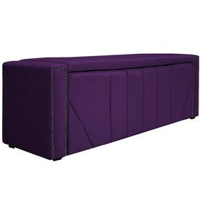 Calçadeira Baú Casal 140 Cm Para Cama Box Suede Roxo