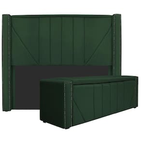 Cabeceira E Baú Casal 140Cm p/Cama Box - Adj Decor Verde