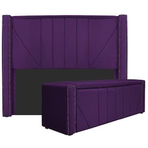 Cabeceira E Baú Queen 160Cm p/Cama Box - Adj Decor Roxo