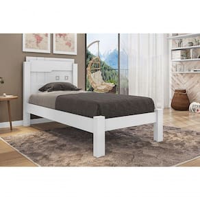 Cama Solteiro Leticia Branco Com Colchão- Framar Móveis