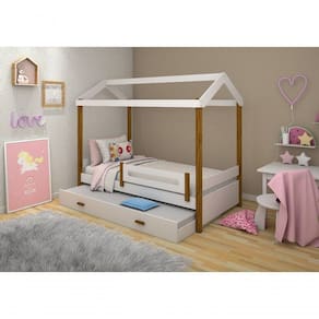 Cama Casa Eliz Branco Mel Solteiro E Cama Auxiliar