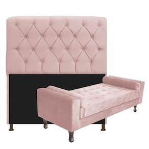 Cabeceira Lady e Recamier Félix 90 Cm Solteiro Suede Rosê