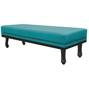 Calçadeira Casal 140 Cm Cama Box Suede Azul Turquesa