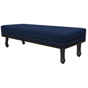 Calçadeira Casal 140 Cm Cama Box Suede Azul Marinho