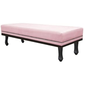 Calçadeira Casal P02 140 Cm Para Cama Box Suede Rosa Bebê