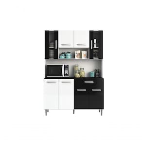 Kit Cozinha 8 Portas 1 Gaveta Livia Branco/Preto - Fdecor