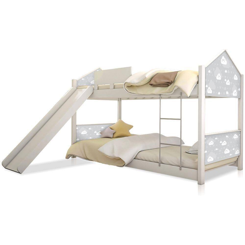 Beliche Montessoriana Casa Nuvem Cinza Com Escorregador - Cinza