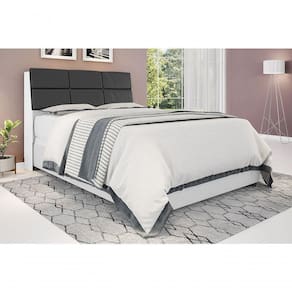 Cabeceira Box Queen 1,58 Isis Branco Com Painel Class Preto