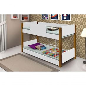Beliche Mini Cama Branco E Mel Com Colchões