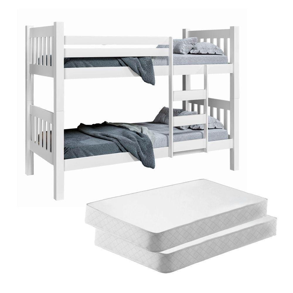 Beliche Gael Solteiro Branco Com Colchões