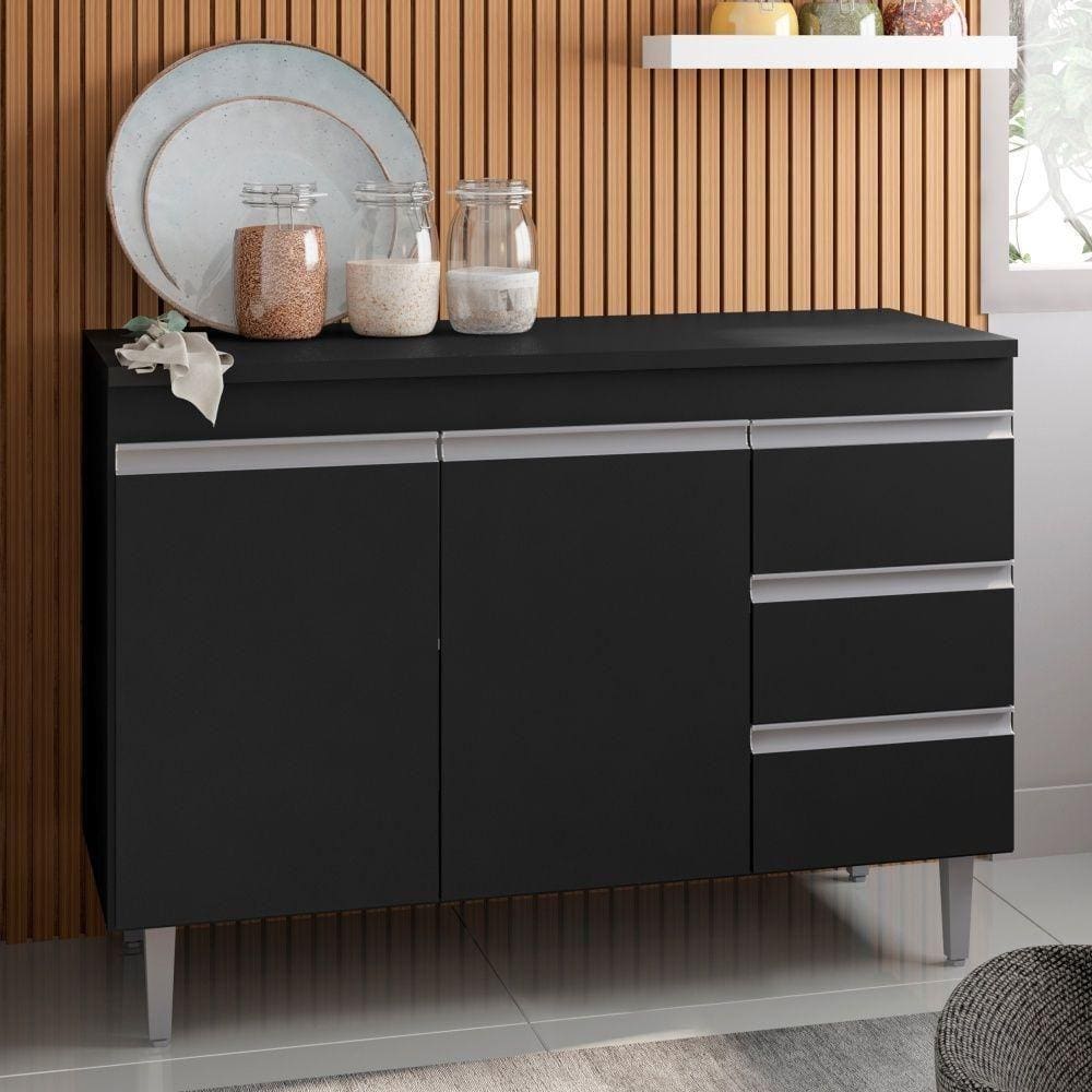 Balcão Anderson Preto Sem Tampo