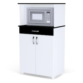 Balcão Micro-ondas Evie Branco Preto