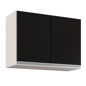 Armário Aéreo 80cm 2 Portas Califórnia Branco preto