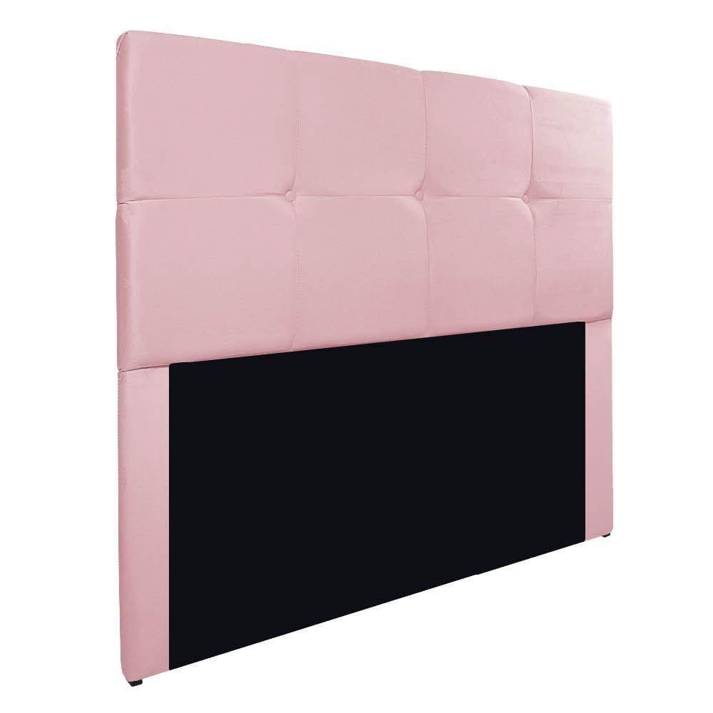 Cabeceira Casal Marseille P02 140 Cm Suede Rosa Bebê