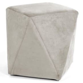Puff Decorativo Ametista B-309 Veludo Bege Claro - Domi