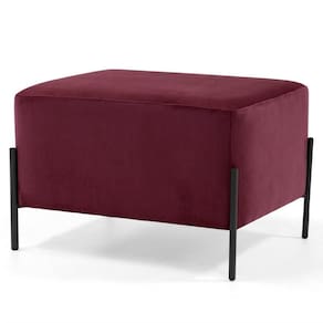 Puff Decorativo 60cm Base Aço Status B-278 Veludo Marsala