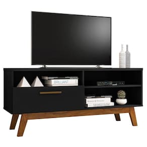Rack Bancada Para Tv Até 55" 2 Portas Paládio Preto Fosco