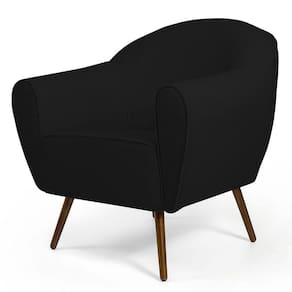 Poltrona Sala De Estar Nina Pés Palito Madeira B-300 Preto