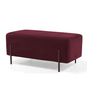 Puff Decorativo 90cm Base Aço Status B-278 Veludo Marsala