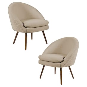 Kit 2 Poltronas Pés Palito Rafa C-129 Tressê Bege Escuro