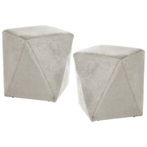 Kit 2 Puffs Decorativos Ametista B-309 Veludo Bege Claro