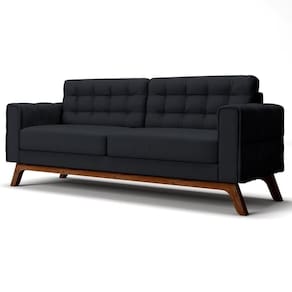 Sofá 210 Cm 3 Lugares Sandero B-300 Veludo Preto - Domi
