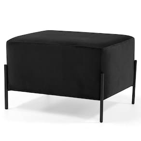 Puff Decorativo 60cm Base Aço Status B-300 Veludo Preto
