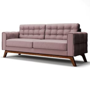 Sofá 210 Cm 3 Lugares Sandero B-305 Veludo Rosê - Domi
