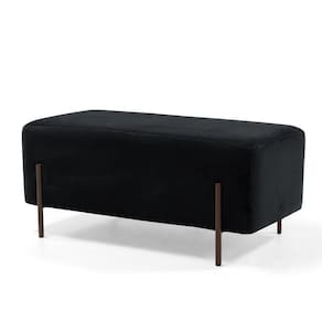 Puff Decorativo 90cm Base Aço Status B-300 Veludo Preto