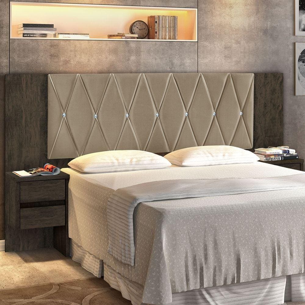 Cabeceira Regulável Oliveira Nogal E Bege