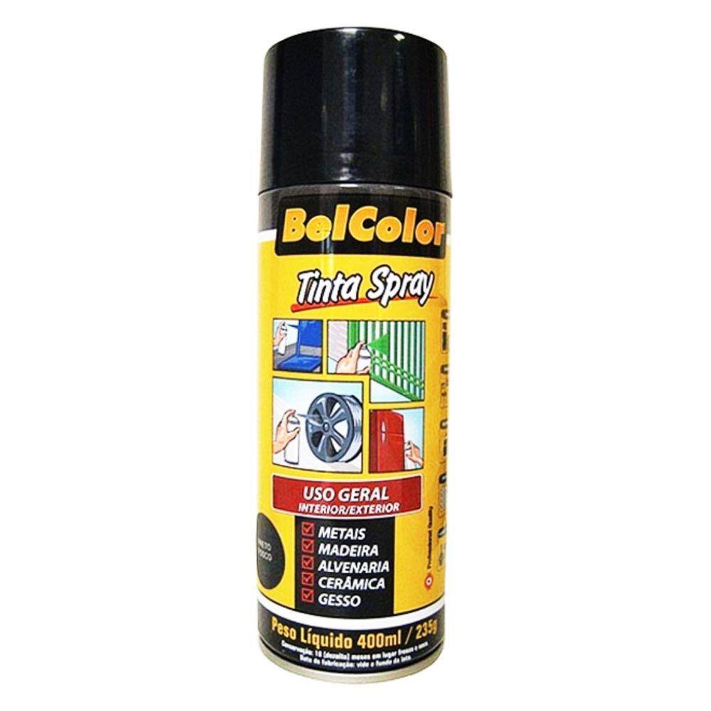 Tinta Spray Uso Geral 400ml Preto Brilhante Beltools